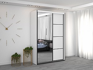 ארון הזזה 2 דלתות דגם BZ220-14 בשילוב דלת מראה ארון הזזה 2 דלתות דגם BZ220-14 בשילוב דלת מראה