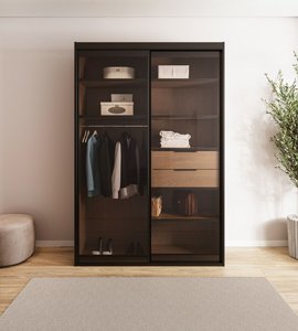 ארון הזזה שקוף 2 דלתות זכוכית מושחרת דגם GLASS-140 ארון הזזה שקוף 2 דלתות זכוכית מושחרת דגם GLASS-140